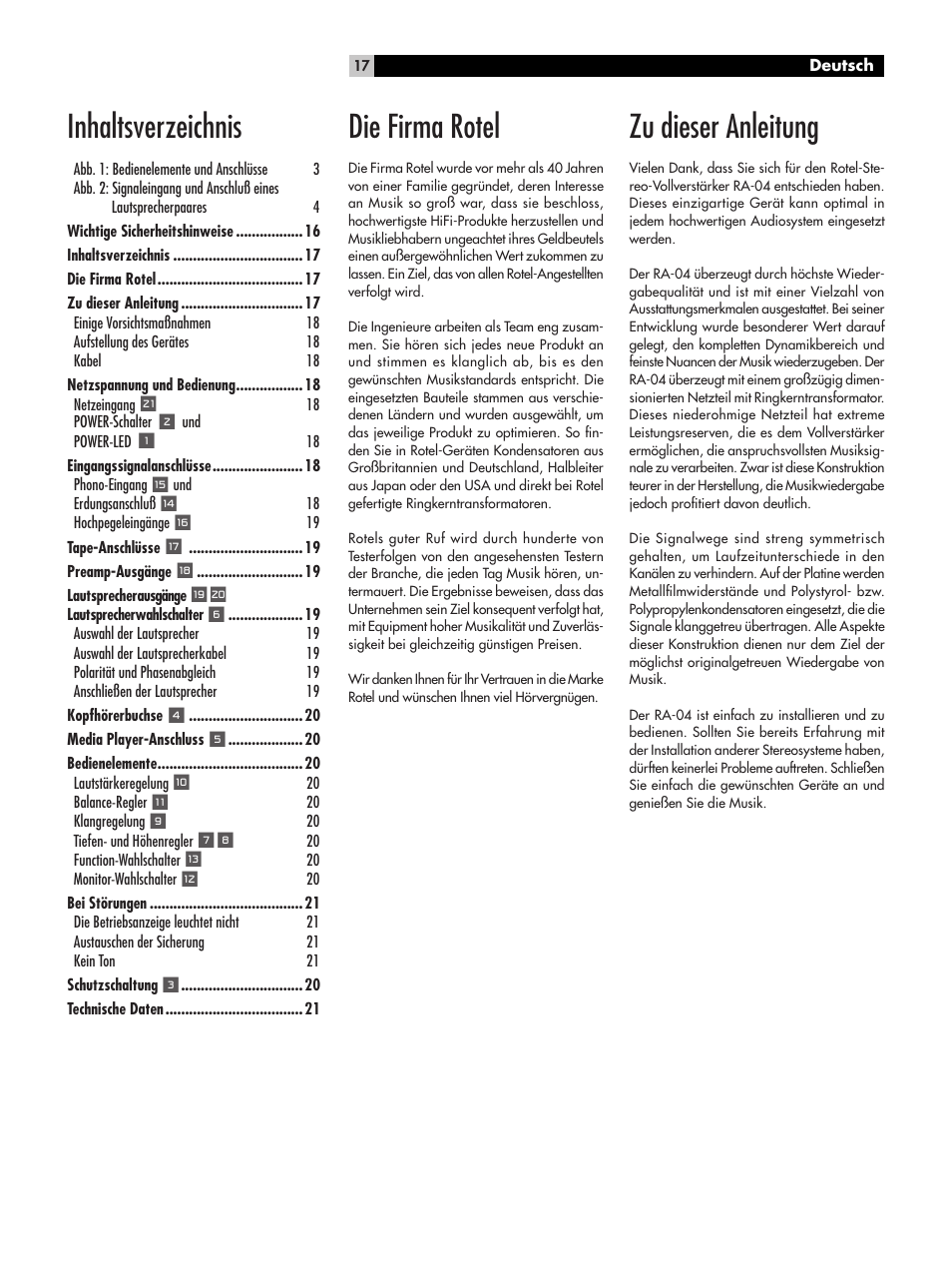 ROTEL RA-04 User Manual | Page 17 / 52