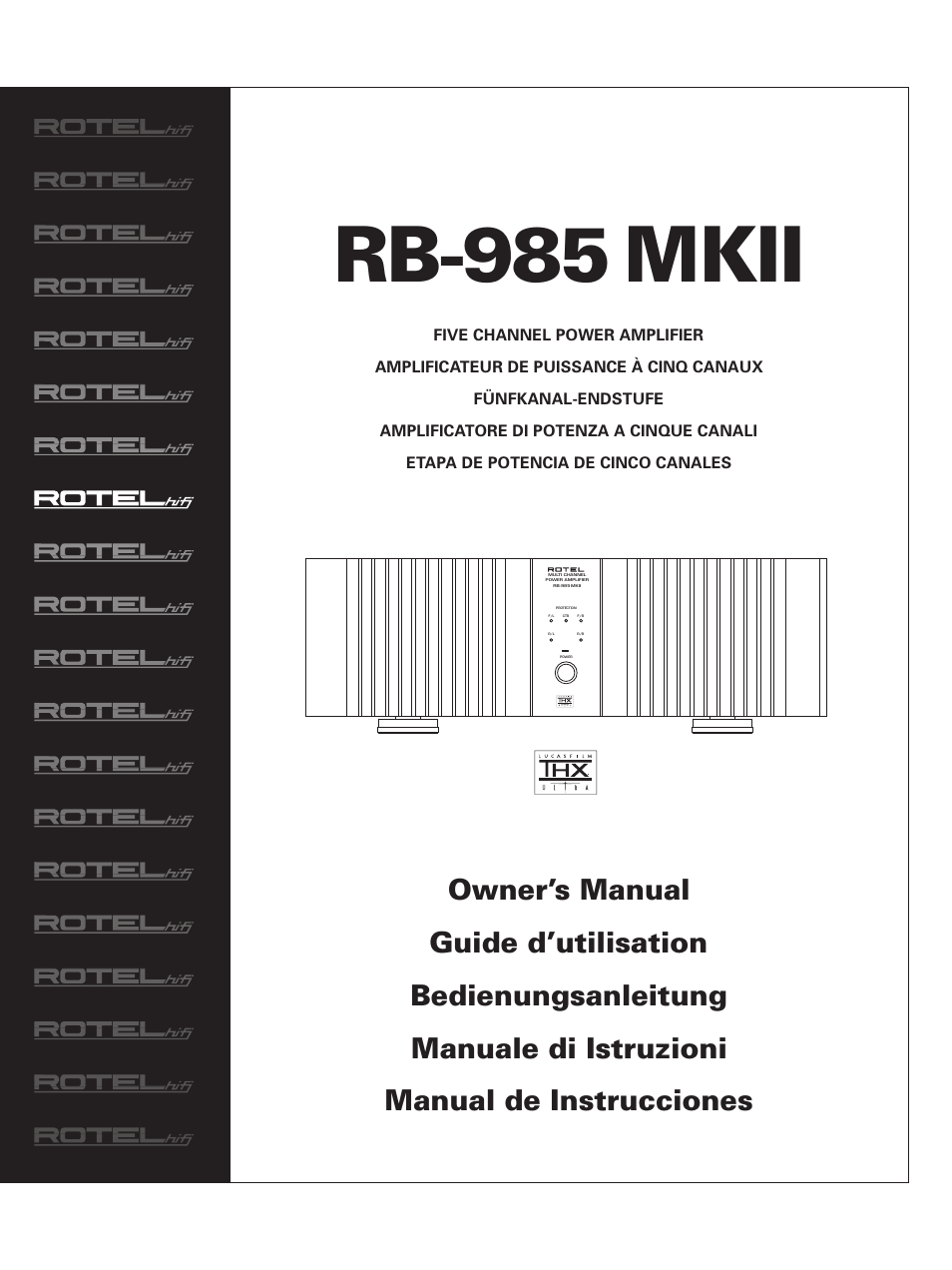 ROTEL Five Channel Power Amplifier RB-985 MKII User Manual | 30 pages