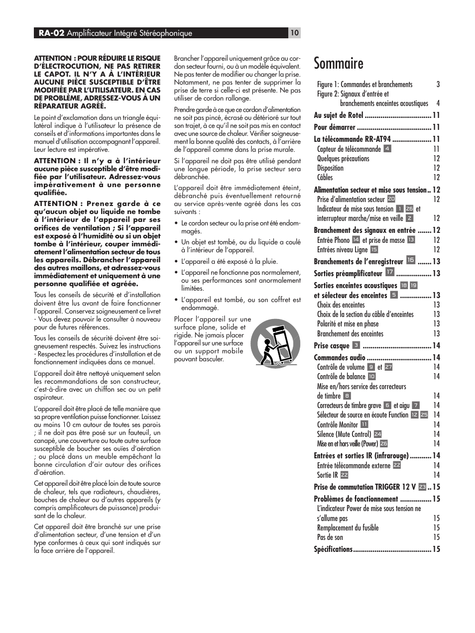 Sommaire | ROTEL RA-02 User Manual | Page 10 / 46