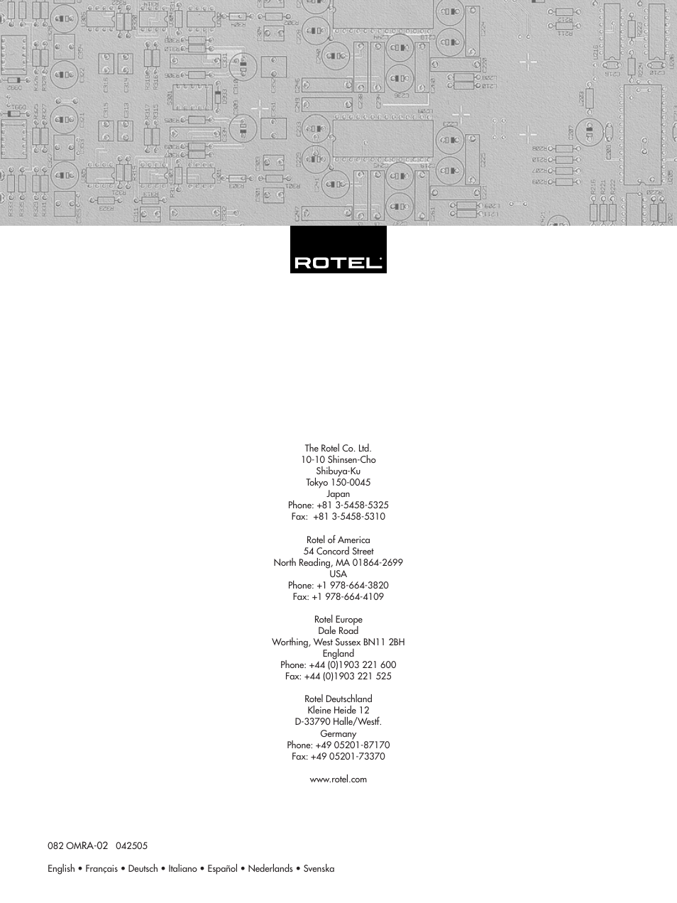 ROTEL RA-02 User Manual | Page 46 / 46