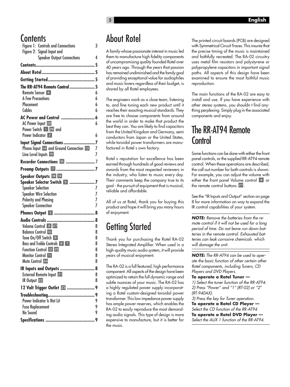 ROTEL RA-02 User Manual | Page 5 / 46