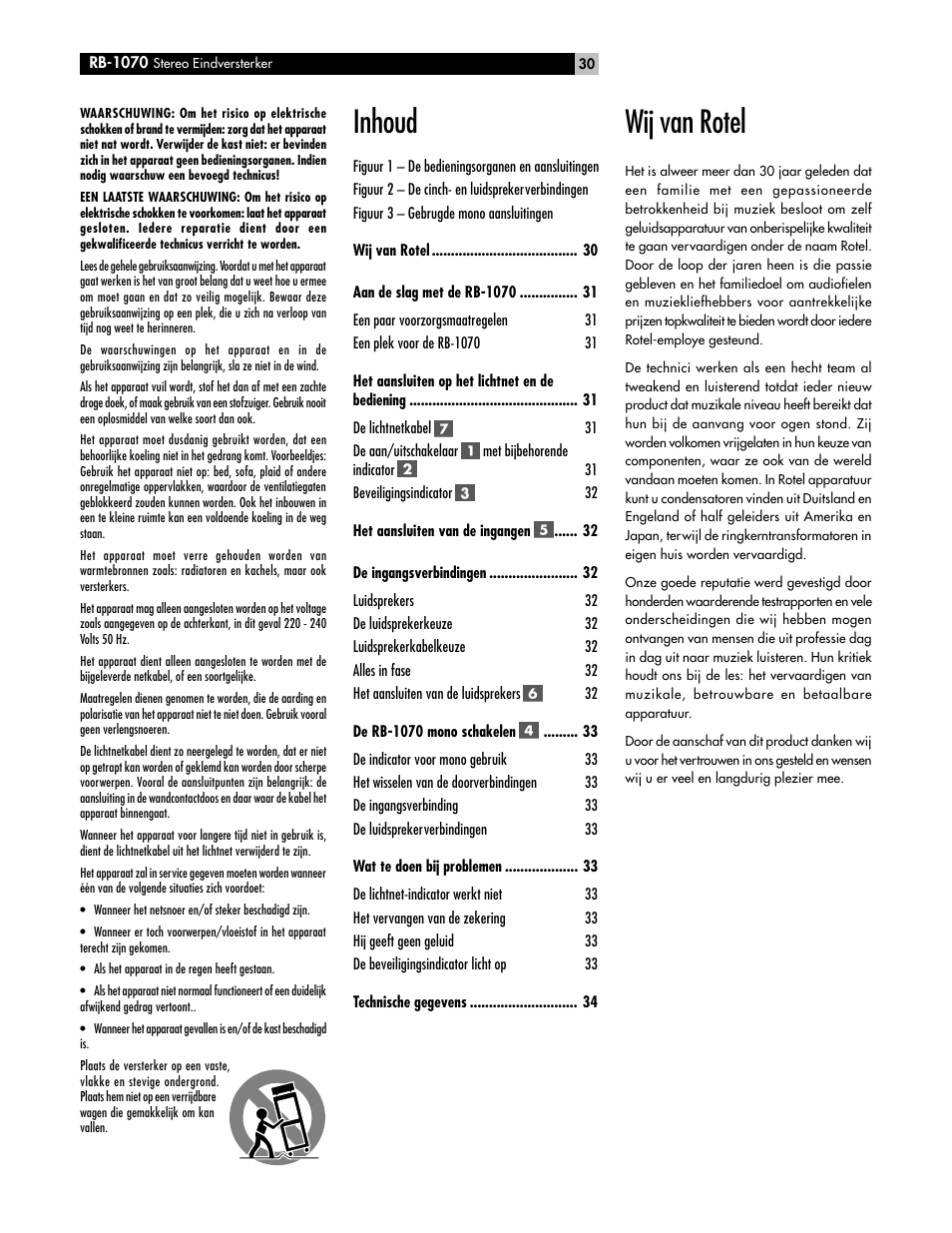 Wij van rotel, Inhoud | ROTEL RB-1070 User Manual | Page 30 / 36