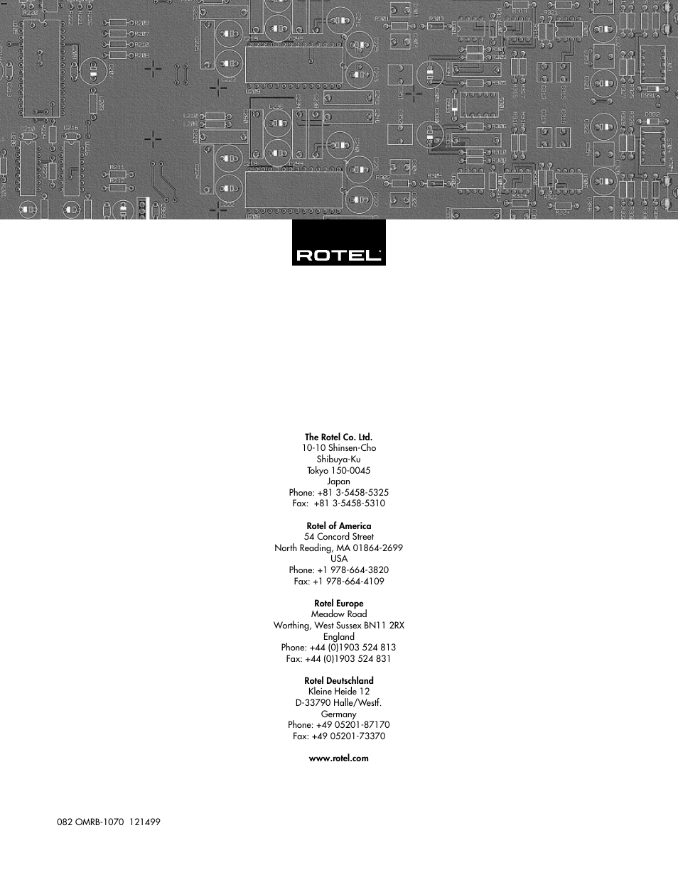 ROTEL RB-1070 User Manual | Page 36 / 36