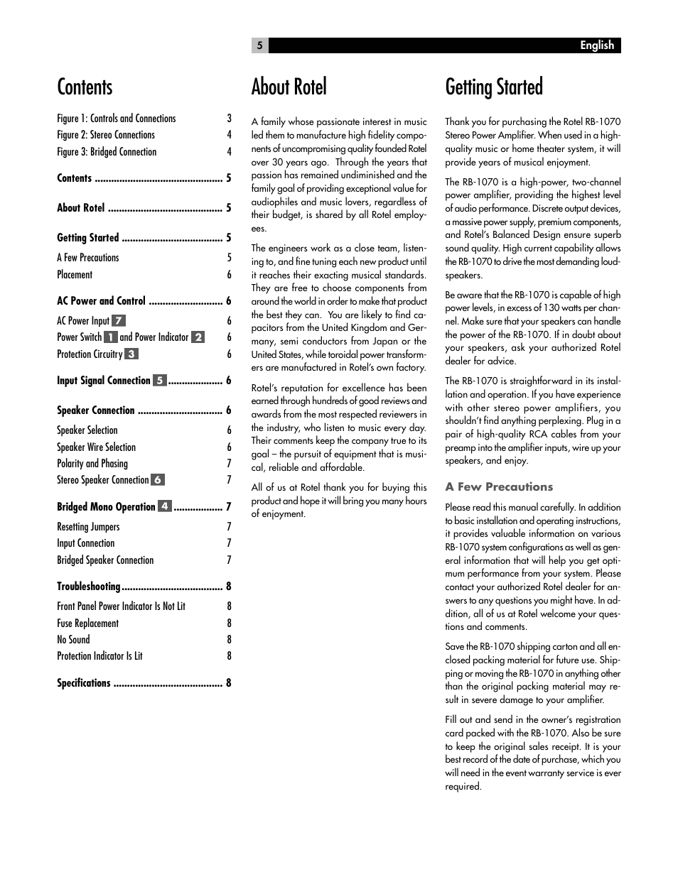 ROTEL RB-1070 User Manual | Page 5 / 36