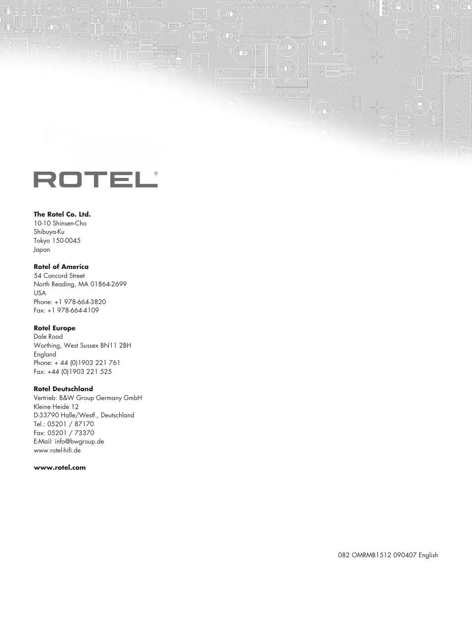 ROTEL RC-1580 User Manual | Page 11 / 11