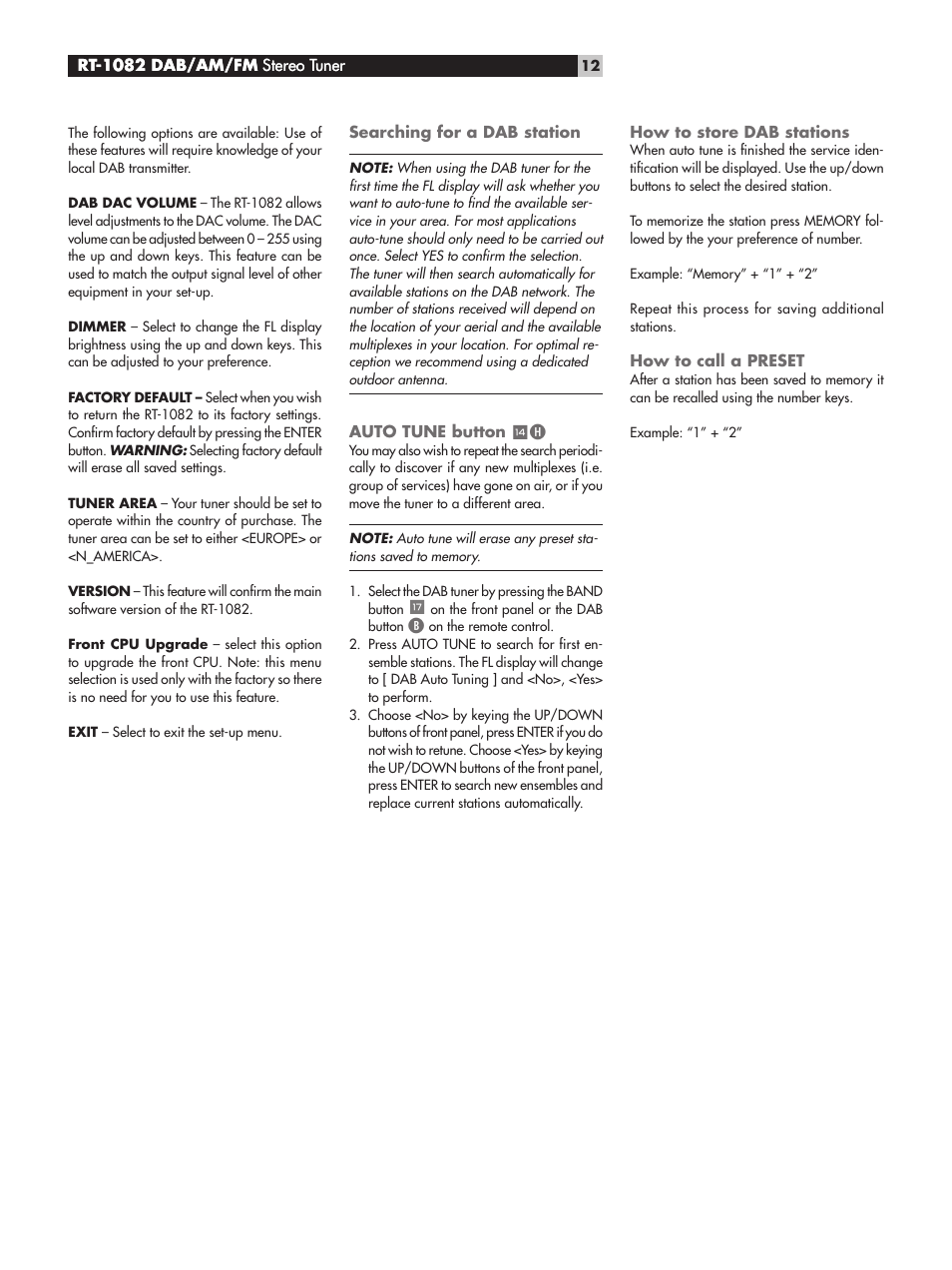 ROTEL RT-1082 User Manual | Page 12 / 14