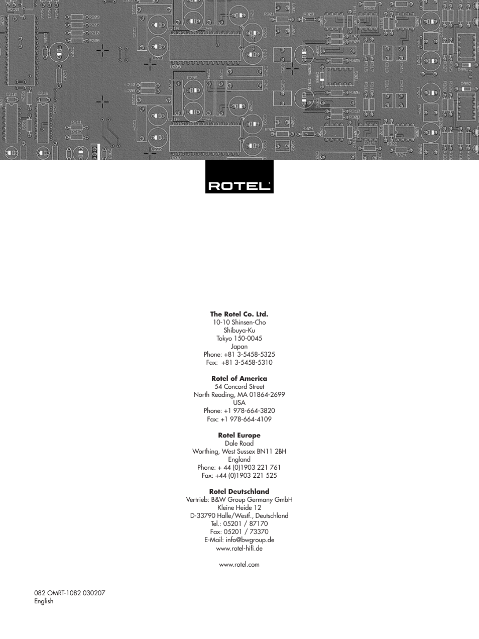 ROTEL RT-1082 User Manual | Page 14 / 14