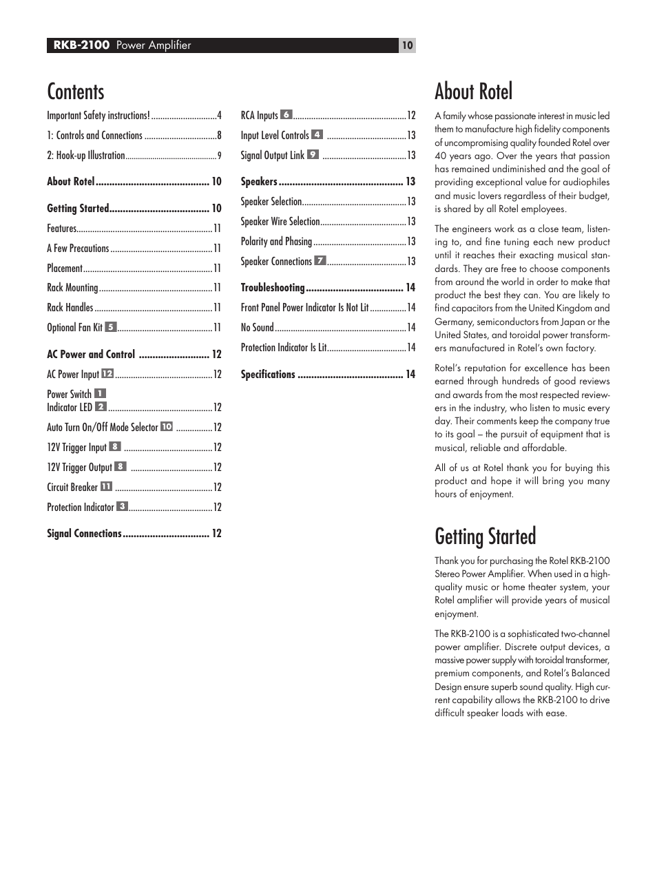 ROTEL RKB-2100 User Manual | Page 10 / 56