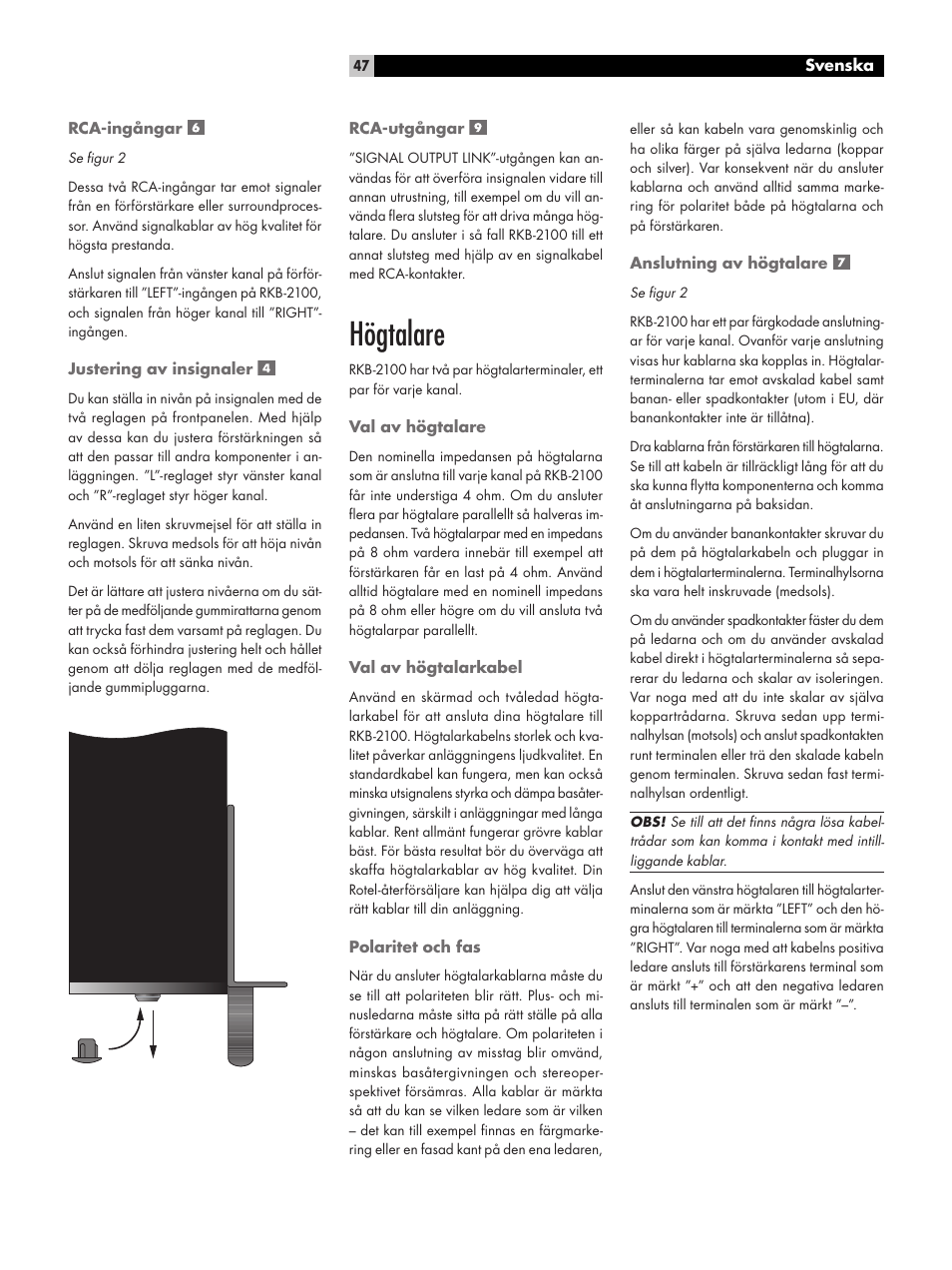 Högtalare | ROTEL RKB-2100 User Manual | Page 47 / 56