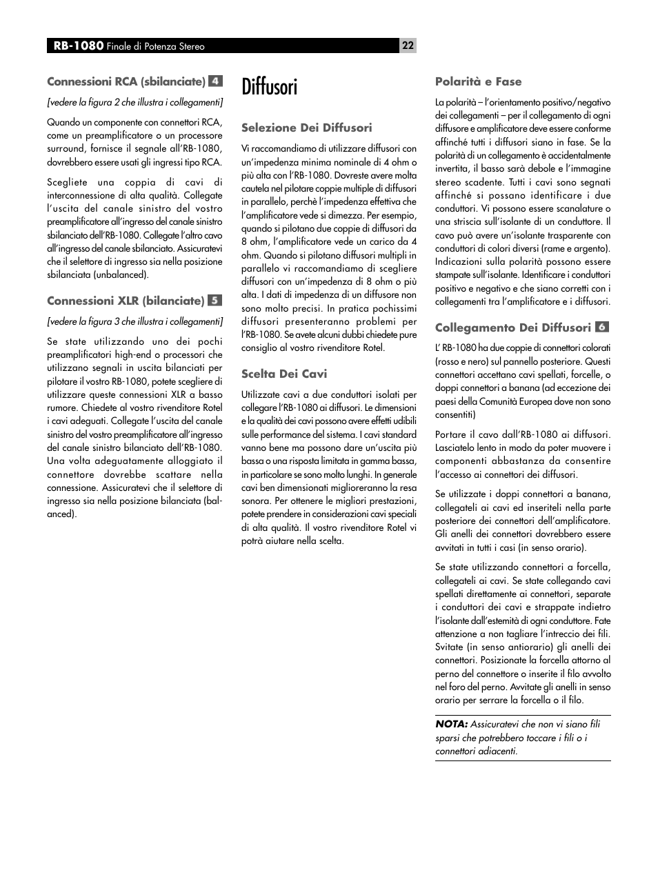 Diffusori | ROTEL RMB-1080 User Manual | Page 22 / 34