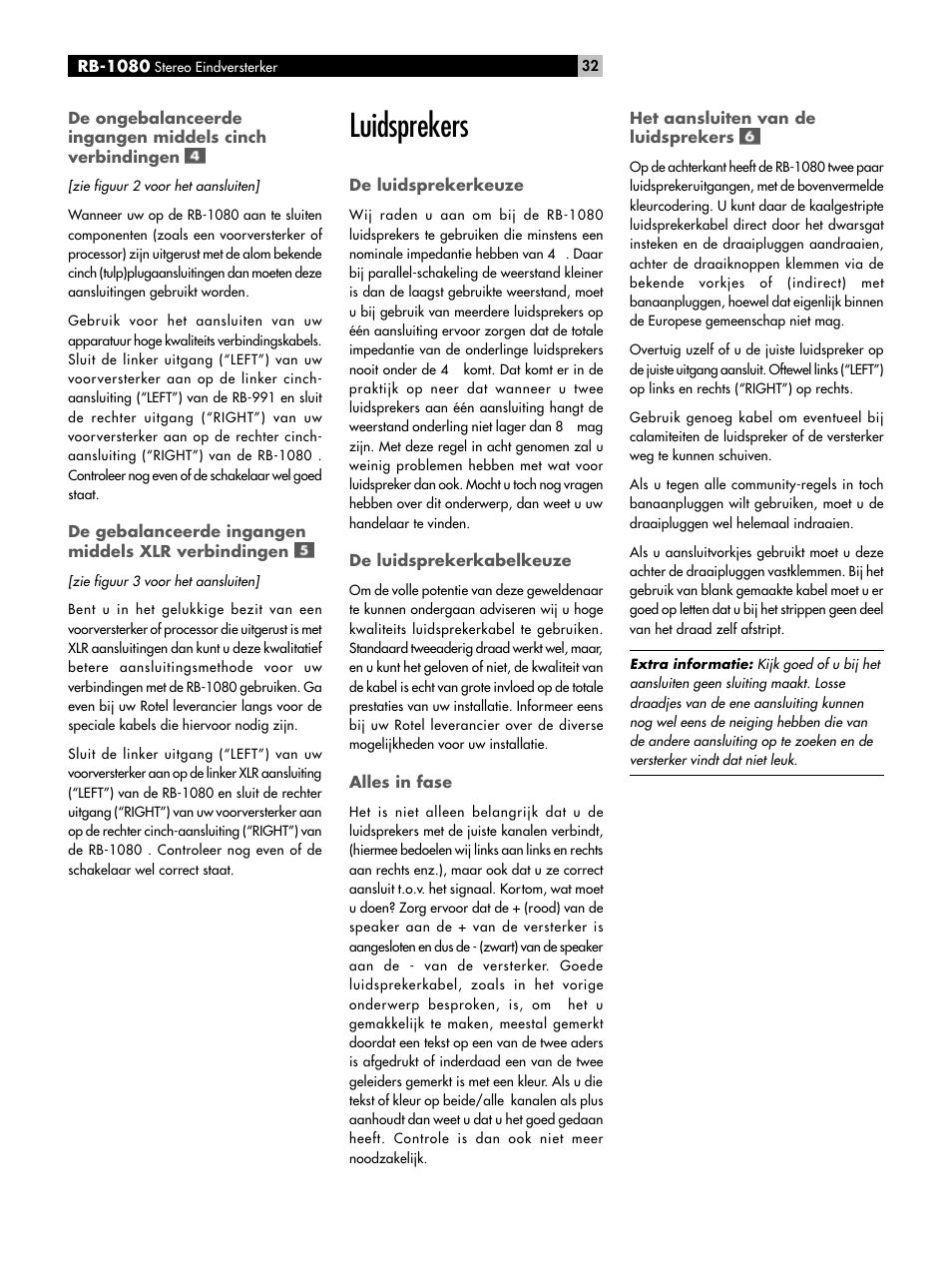 Luidsprekers | ROTEL RMB-1080 User Manual | Page 32 / 34