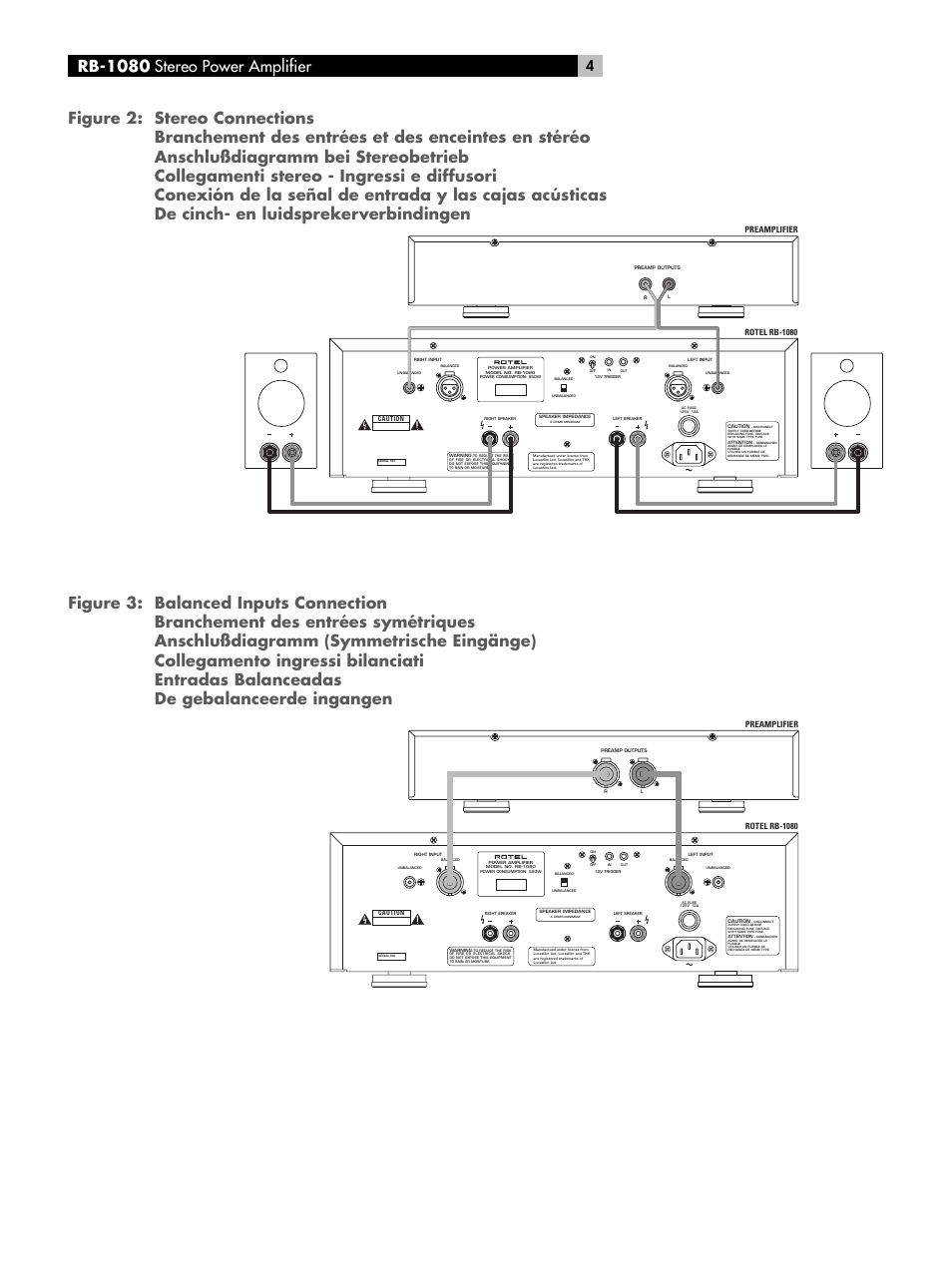 Rb-1080 stereo power amplifier, Rotel rb-1080 reamplifier p | ROTEL RMB-1080 User Manual | Page 4 / 34