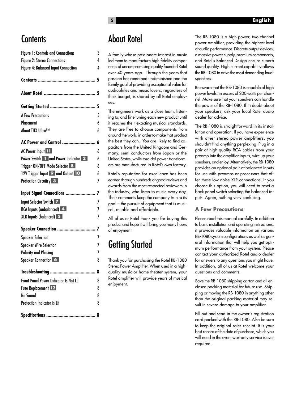 ROTEL RMB-1080 User Manual | Page 5 / 34