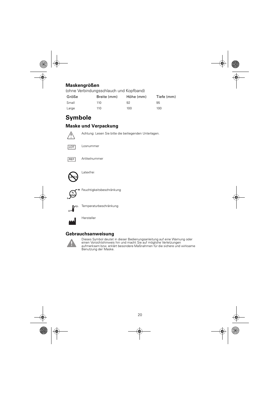 Symbole | ResMed MIRAGE LIBERTY 61848 User Manual | Page 24 / 84