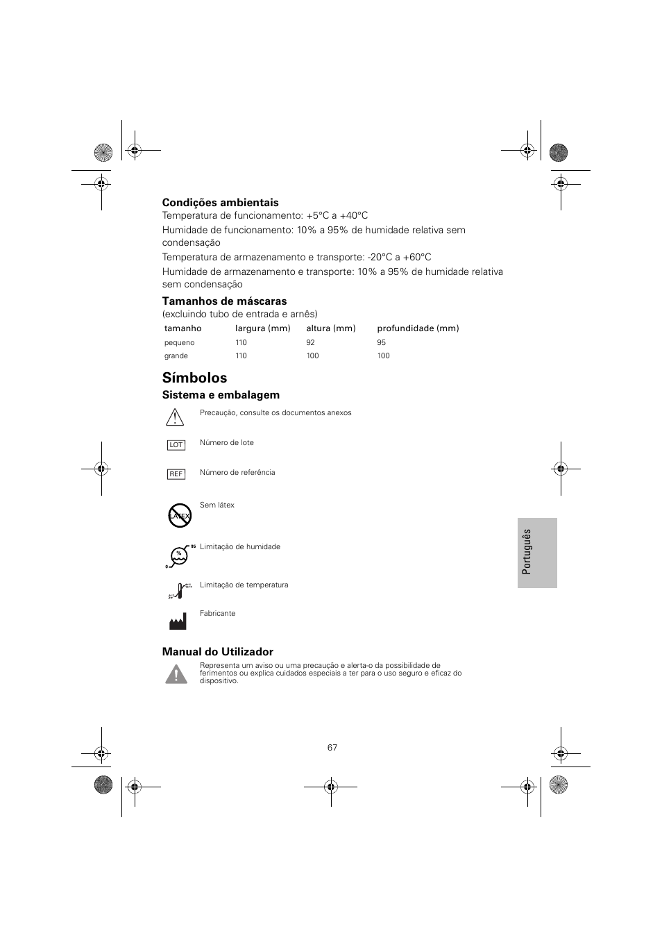 Símbolos | ResMed MIRAGE LIBERTY 61848 User Manual | Page 71 / 84