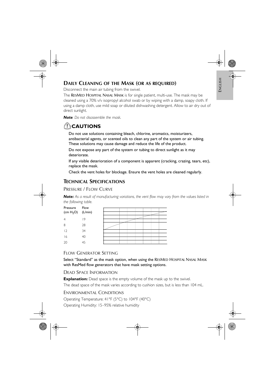 Cautions | ResMed CPAP User Manual | Page 3 / 34