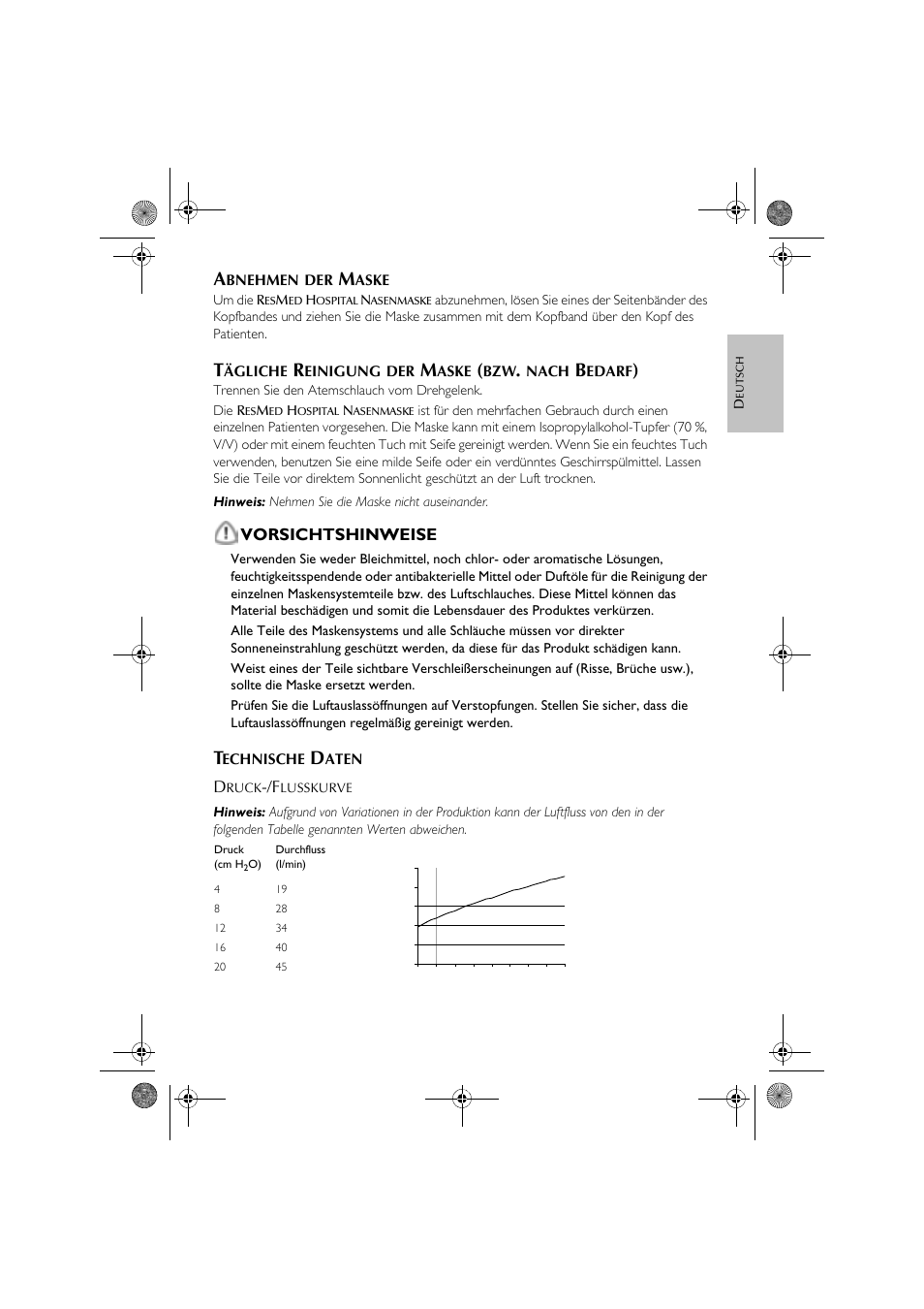 Vorsichtshinweise | ResMed CPAP User Manual | Page 7 / 34