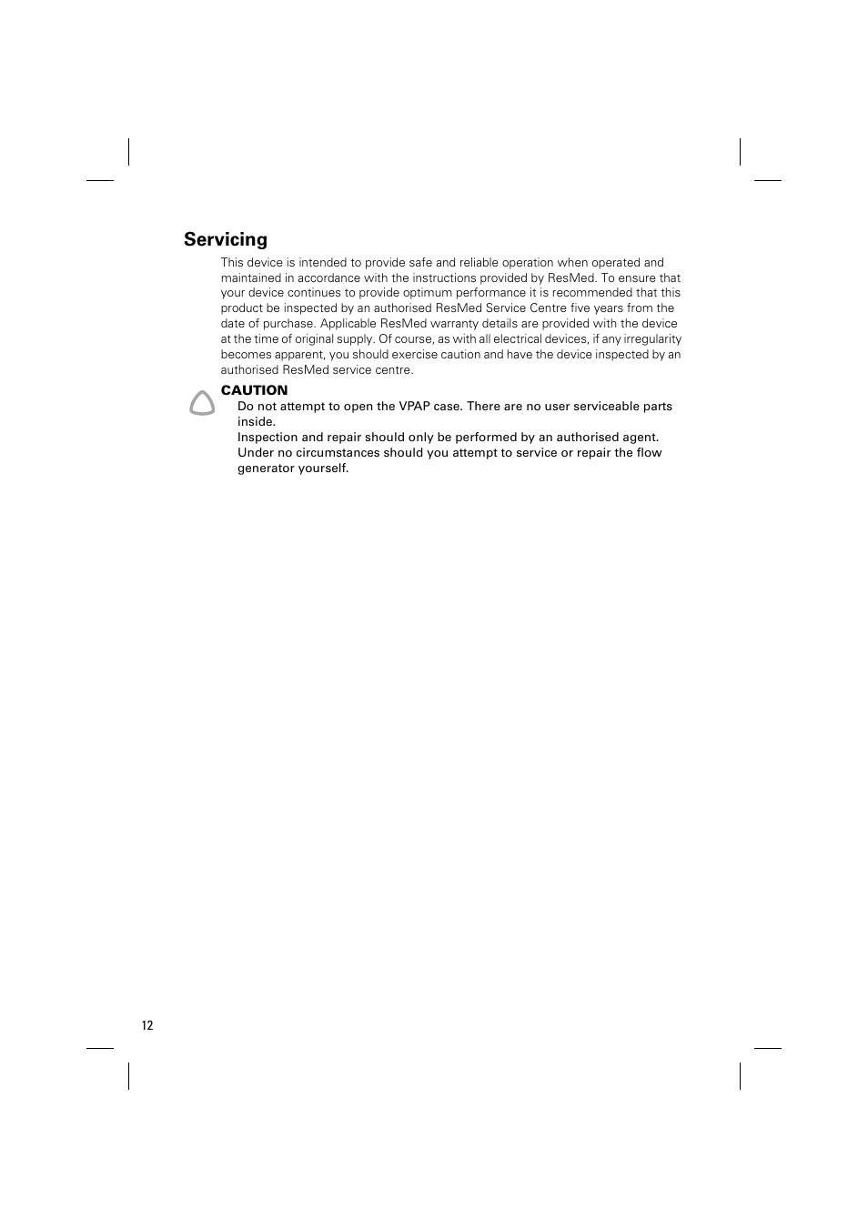 Servicing | ResMed Positive Airway Pressure Device VPAP IV ST User Manual | Page 15 / 23