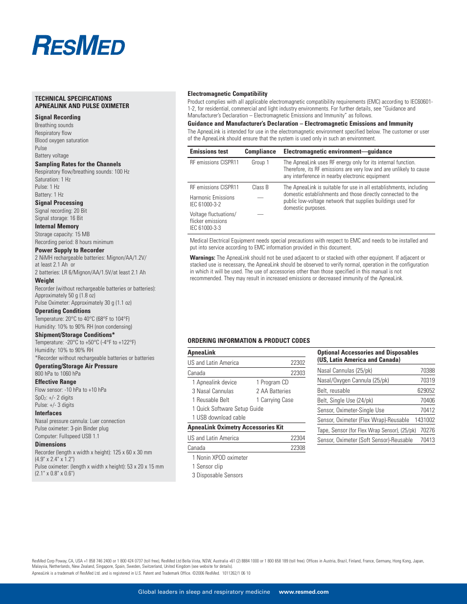 ResMed Sleep-Screening Tool ApneaLink User Manual | Page 4 / 4