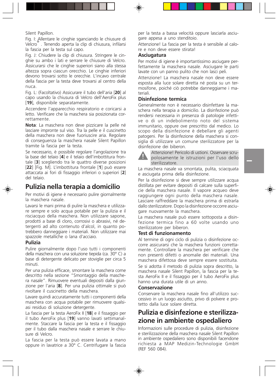Pulizia nella terapia a domicilio | ResMed Silent Papillon MAP Series User Manual | Page 24 / 33