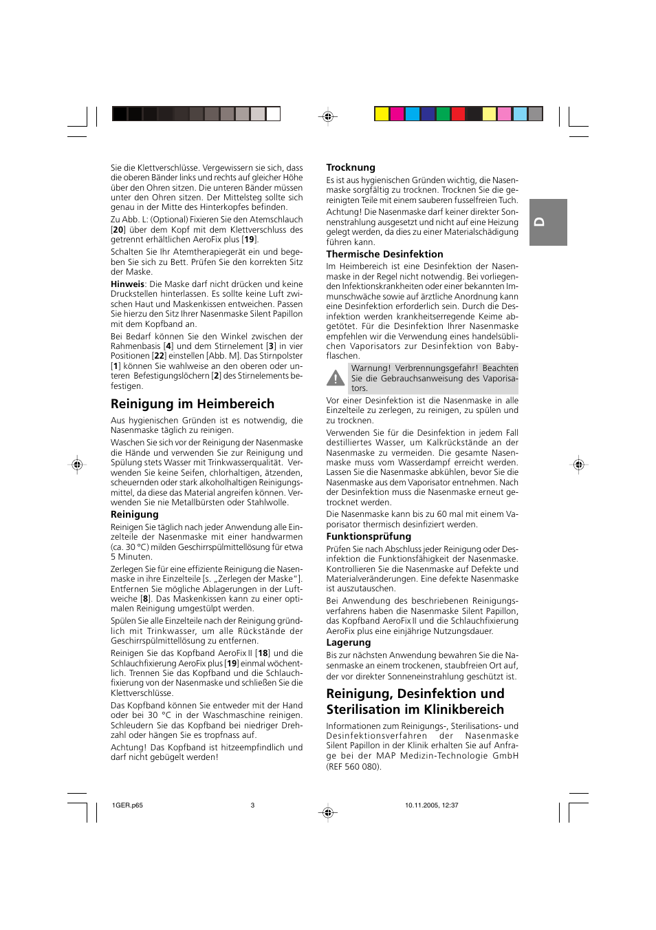 Reinigung im heimbereich | ResMed Silent Papillon MAP Series User Manual | Page 8 / 33