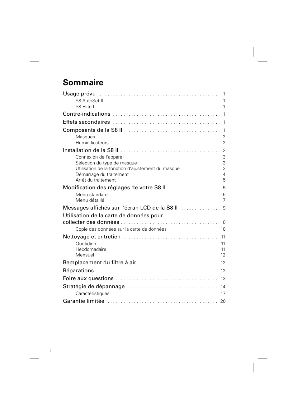 Sommaire | ResMed ELITE S8 User Manual | Page 24 / 88