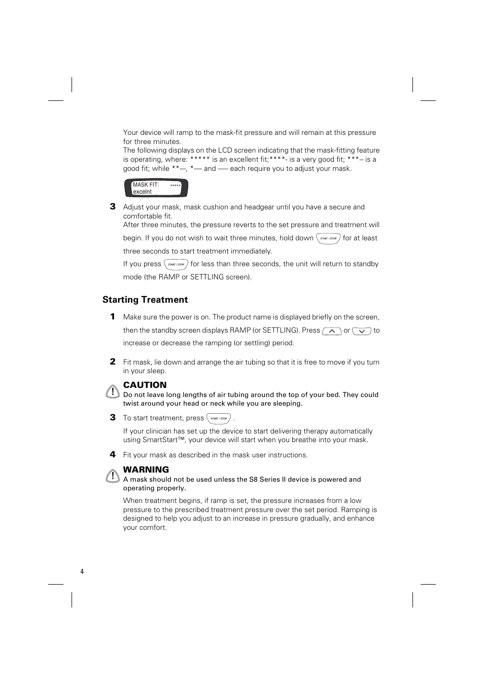 Starting treatment | ResMed ELITE S8 User Manual | Page 8 / 88