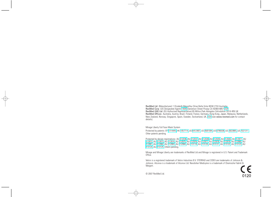 ResMed Full Face Mask Mirage Liberty User Manual | Page 2 / 14