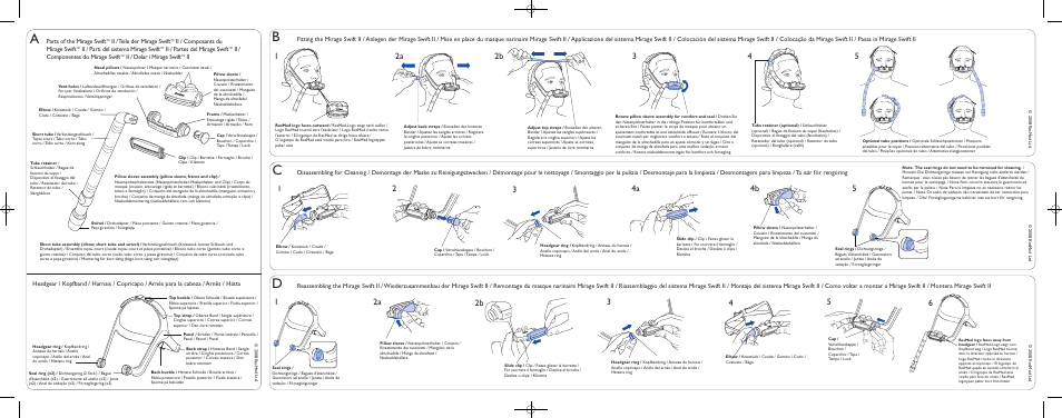 Illustrations sheet | ResMed Nasal Pillows System Mirage Swift II User Manual | Page 3 / 14