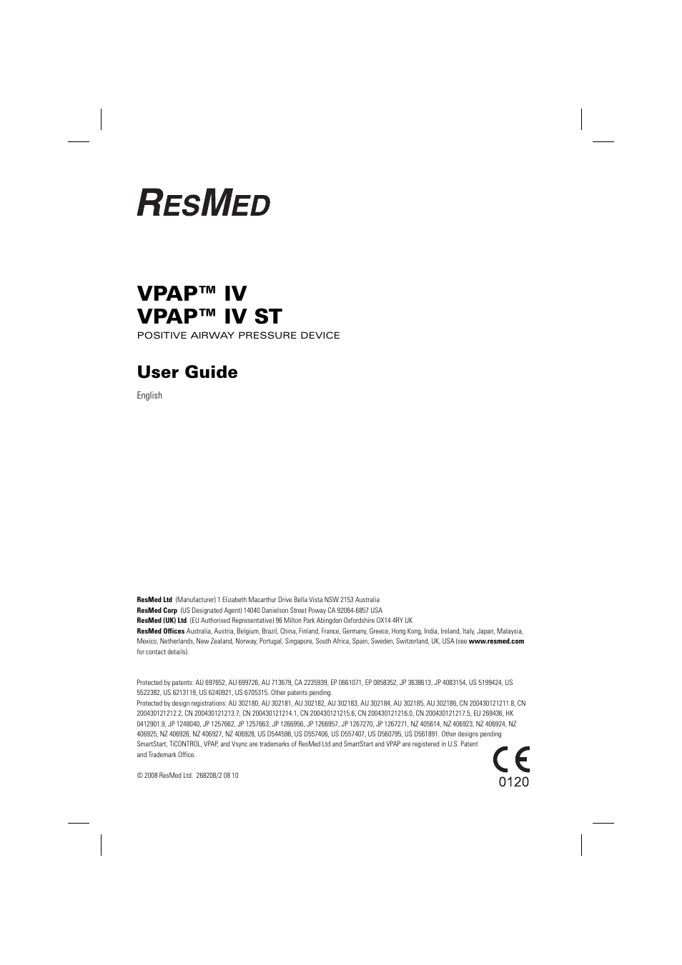 Vpap™ iv vpap™ iv st, User guide | ResMed Positive Airway Pressure Device VPAP IV User Manual | Page 2 / 23