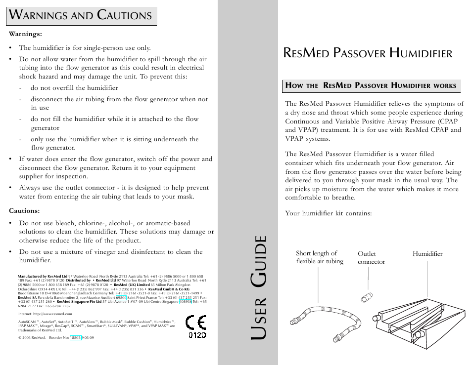ResMed Passover User Manual | 2 pages