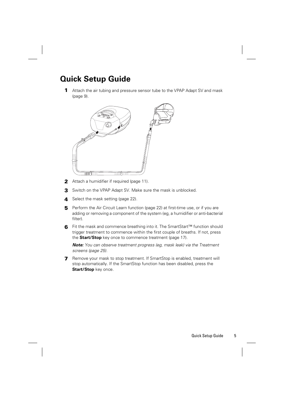 Quick setup guide | ResMed VPAP Adapt SV System User Manual | Page 11 / 56