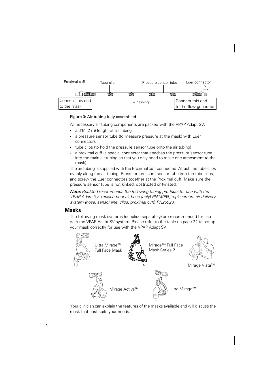 Masks | ResMed VPAP Adapt SV System User Manual | Page 14 / 56