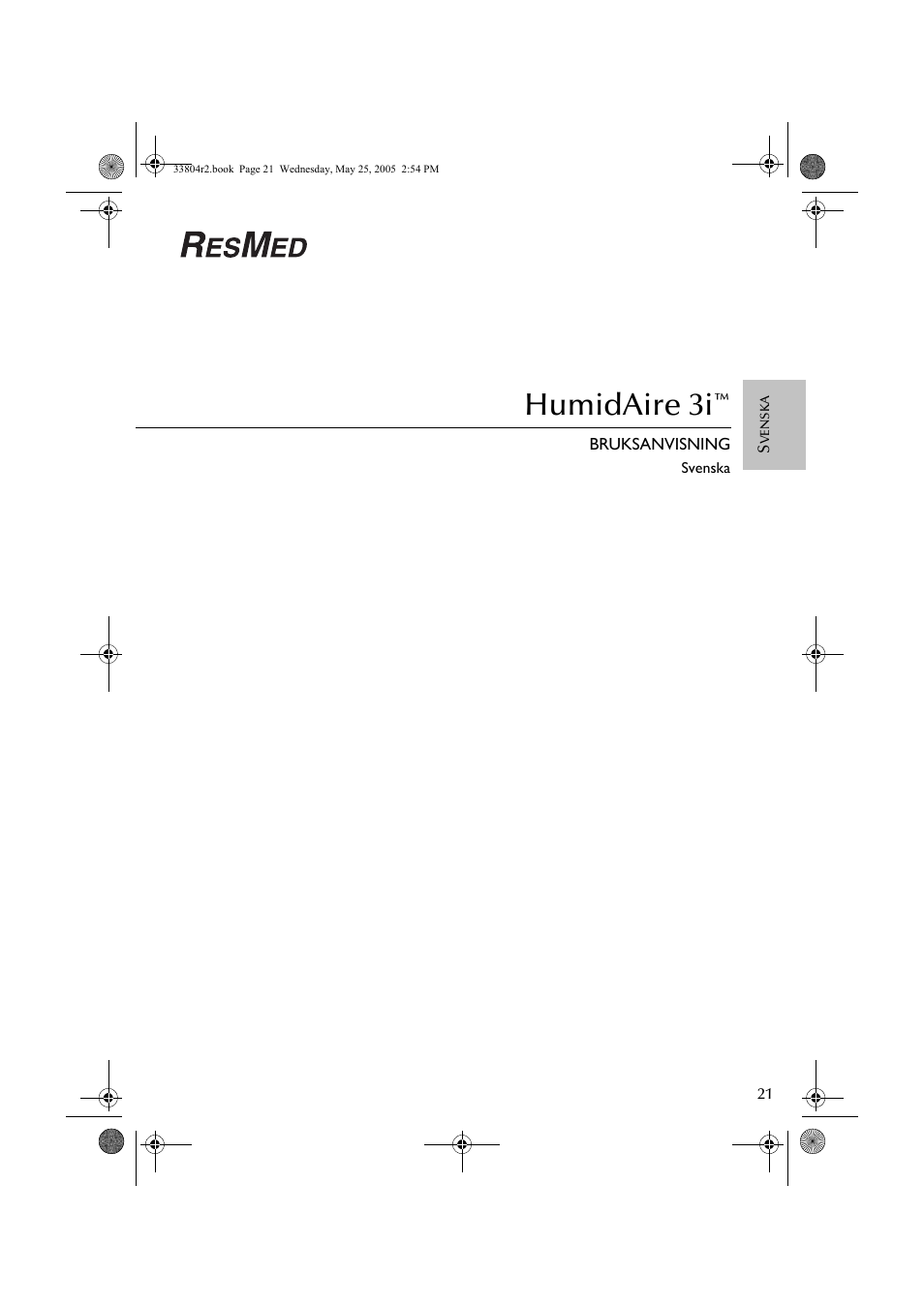 Humidaire 3i | ResMed Humidifier User Manual | Page 26 / 109