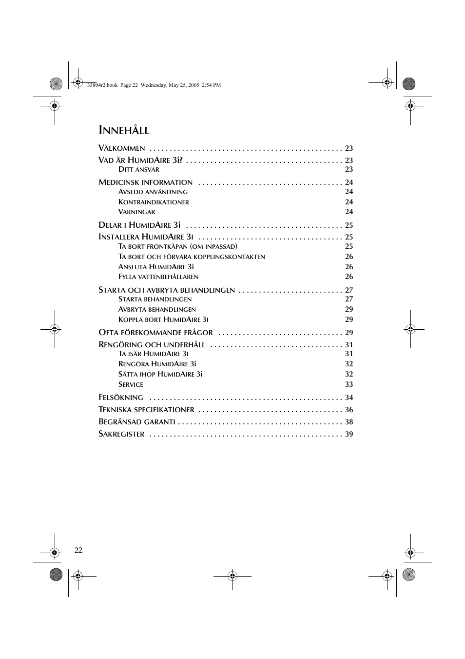 Nnehåll | ResMed Humidifier User Manual | Page 27 / 109