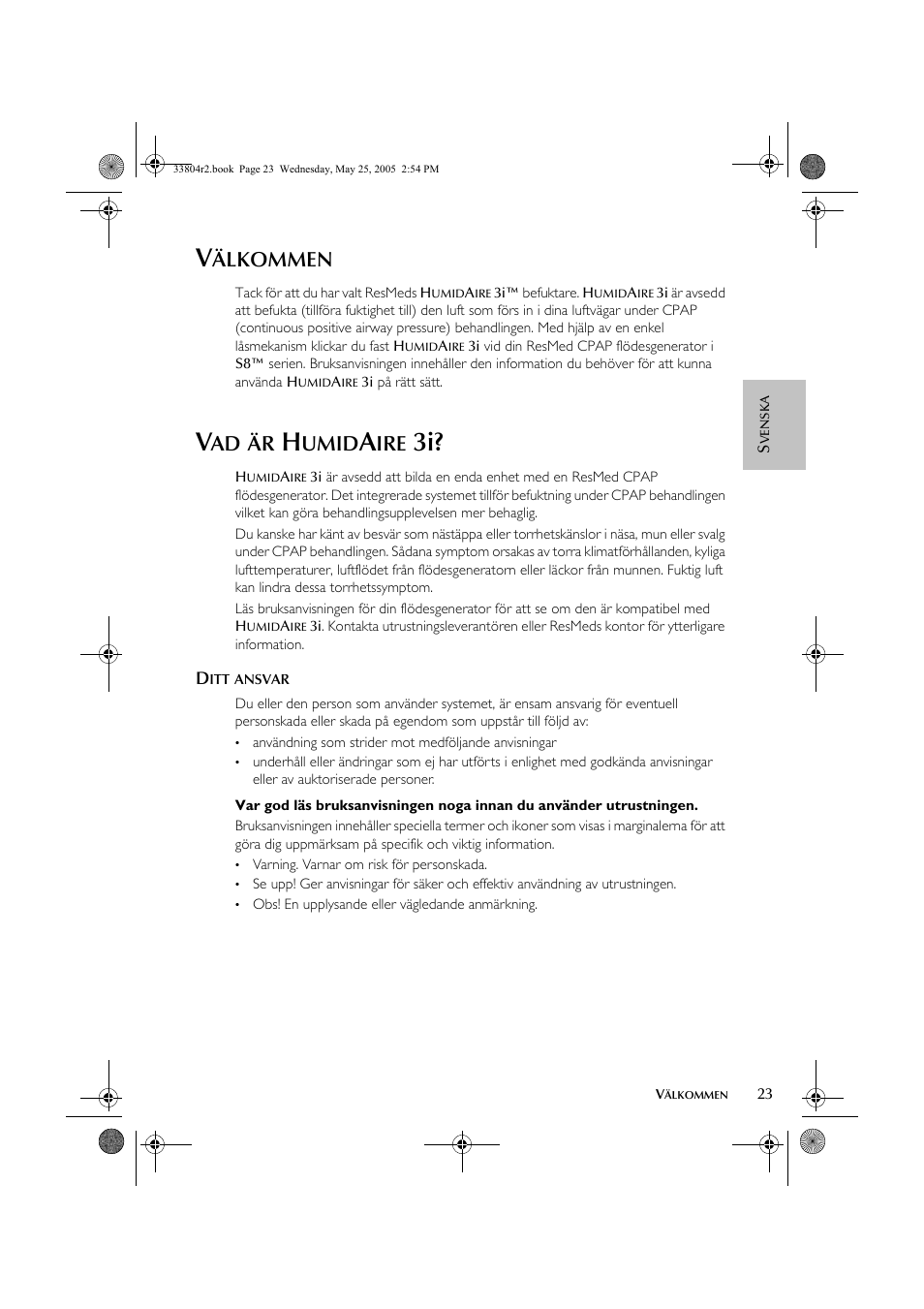 Älkommen, Umid | ResMed Humidifier User Manual | Page 28 / 109
