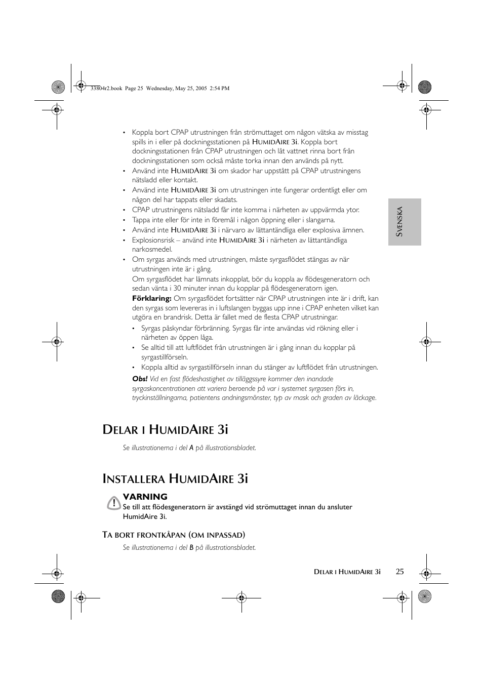 Elar, Umid, Nstallera | ResMed Humidifier User Manual | Page 30 / 109