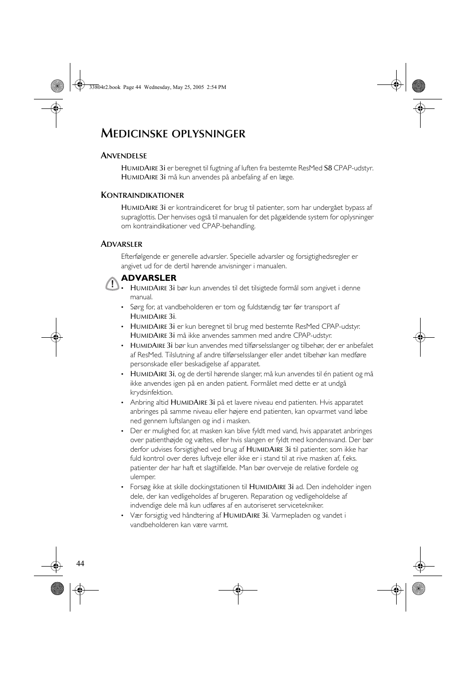 Edicinske, Oplysninger | ResMed Humidifier User Manual | Page 49 / 109