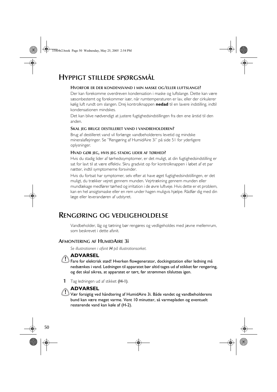Yppigt, Stillede, Spørgsmål | Engøring, Vedligeholdelse | ResMed Humidifier User Manual | Page 55 / 109