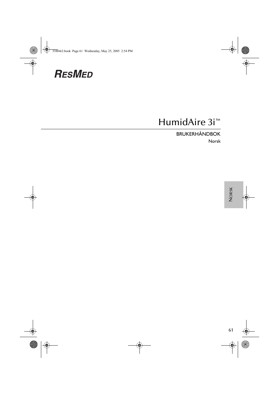 Humidaire 3i | ResMed Humidifier User Manual | Page 66 / 109