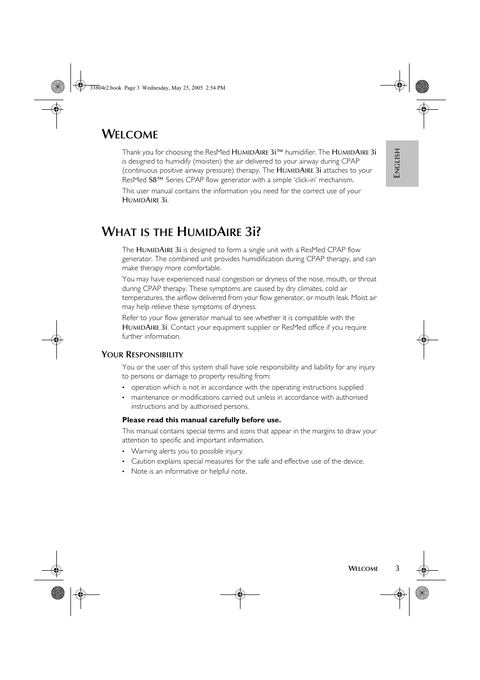 Elcome, Umid | ResMed Humidifier User Manual | Page 8 / 109