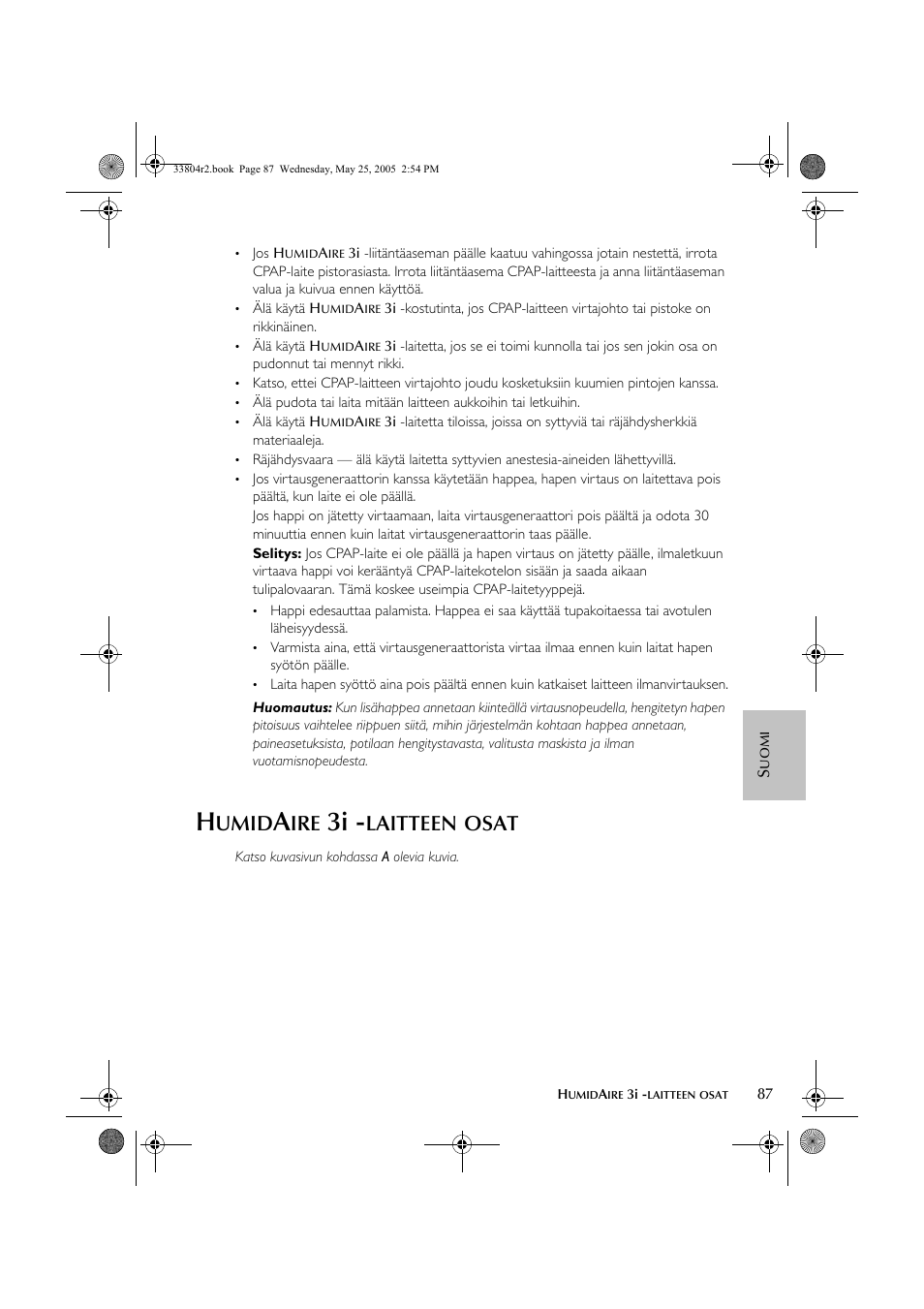 Umid, Laitteen, Osat | ResMed Humidifier User Manual | Page 92 / 109