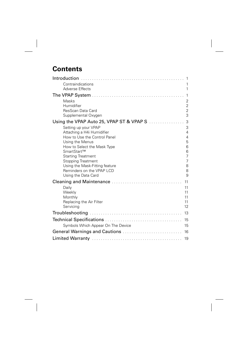 ResMed VPAP AUTO 25 User Manual | Page 3 / 22
