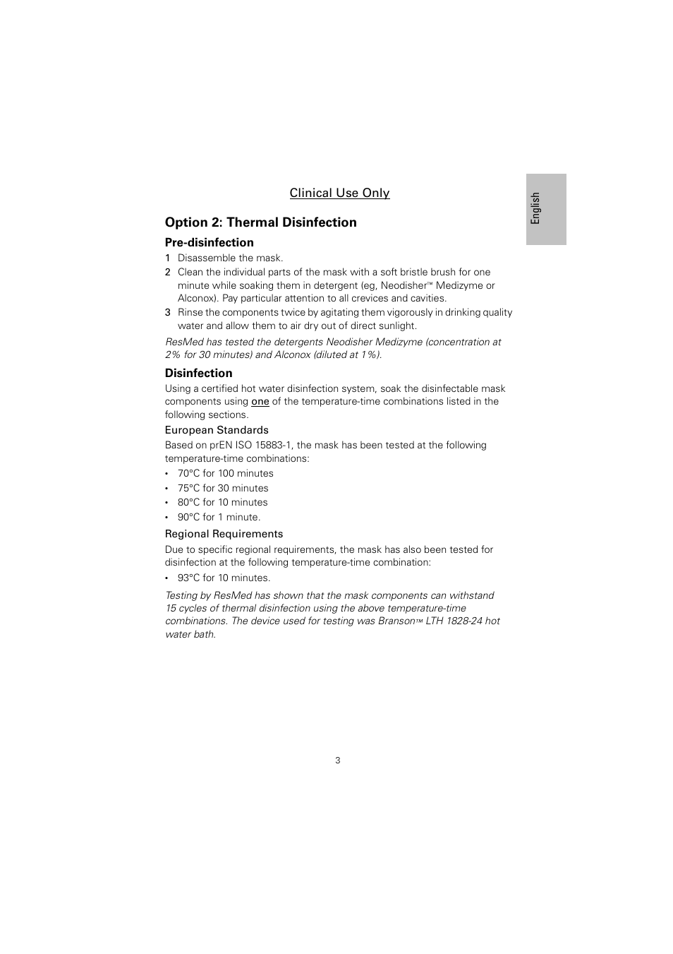 Option 2: thermal disinfection | ResMed Non-Vented Full Face Mask Mirage Series 2 User Manual | Page 4 / 44