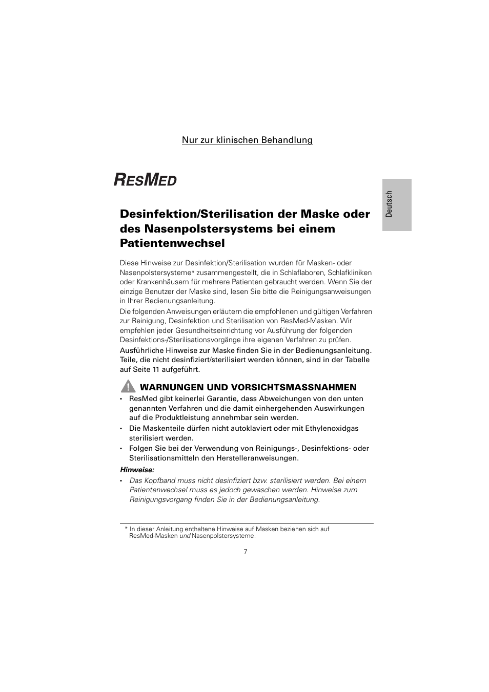 ResMed Non-Vented Full Face Mask Mirage Series 2 User Manual | Page 8 / 44