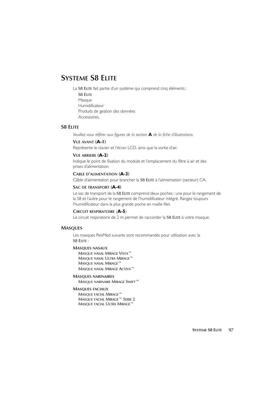 S8 e, Ysteme, Lite | ResMed Flow Generator S8 Elite System User Manual | Page 101 / 314