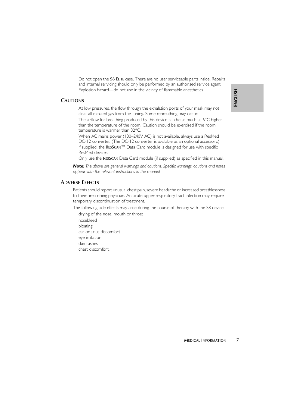 ResMed Flow Generator S8 Elite System User Manual | Page 11 / 314