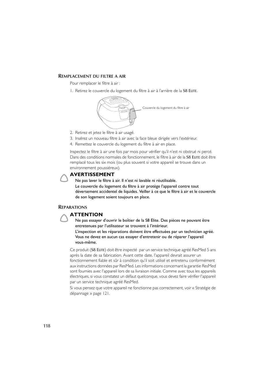 ResMed Flow Generator S8 Elite System User Manual | Page 122 / 314