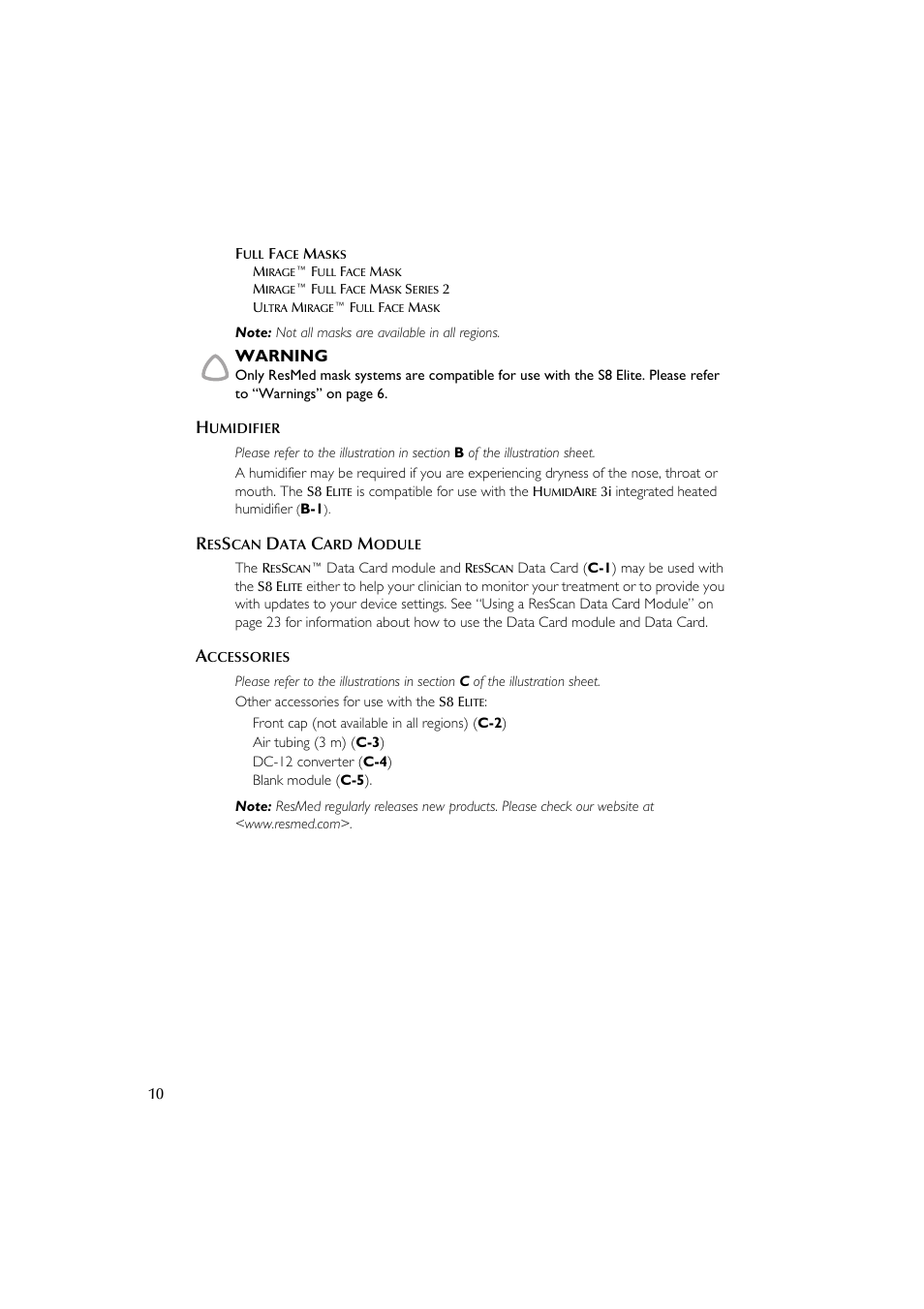 ResMed Flow Generator S8 Elite System User Manual | Page 14 / 314