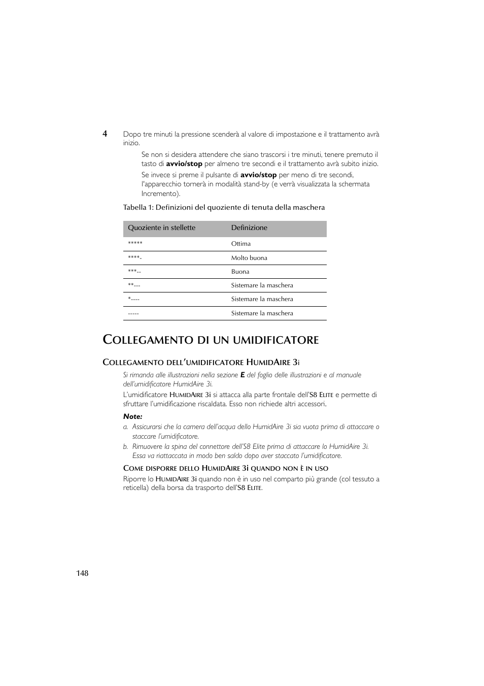 Ollegamento, Umidificatore | ResMed Flow Generator S8 Elite System User Manual | Page 152 / 314